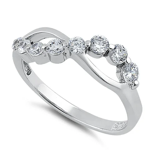 Custom Men’s Wedding Rings-Sterling Silver Free Form CZ Ring