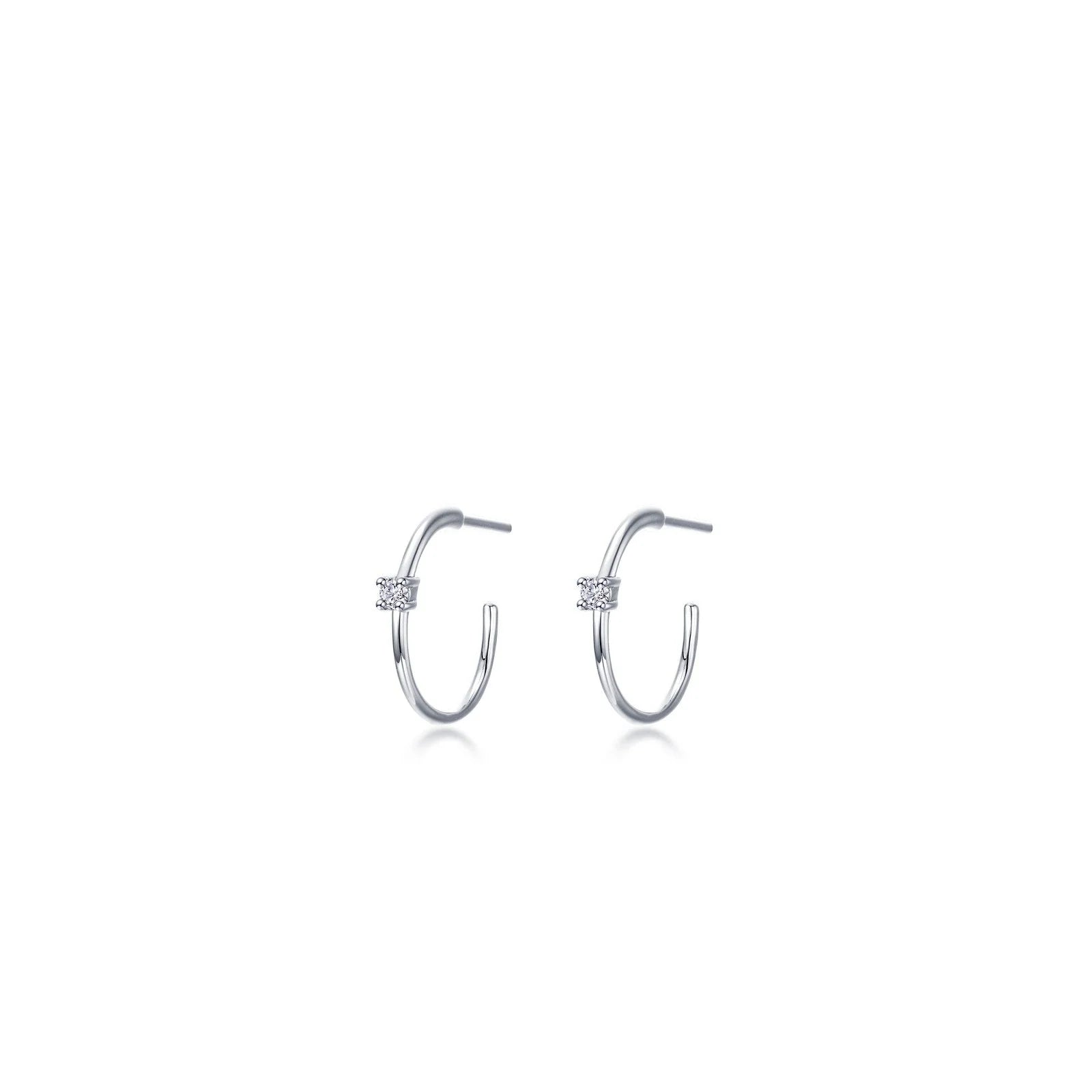 Simple Drop Gemstone Earrings-Lafonn Simulated Diamond 15mm High Polished Hoop Earrings E0628CLP00