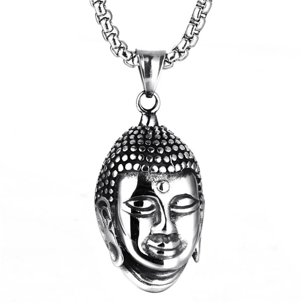 Buddha Head Titanium Steel Necklace