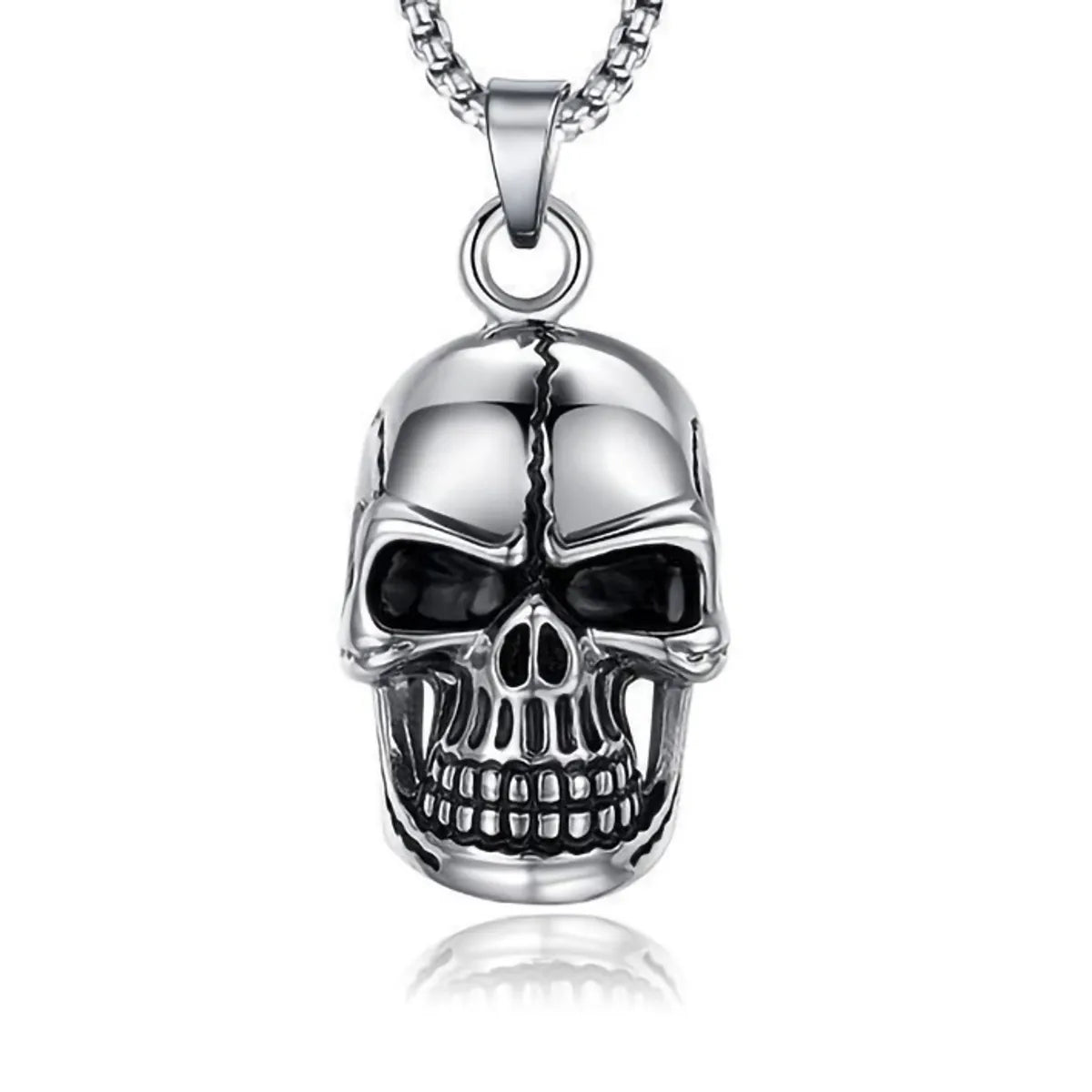 Cracked Skull Titanium Steel Necklace