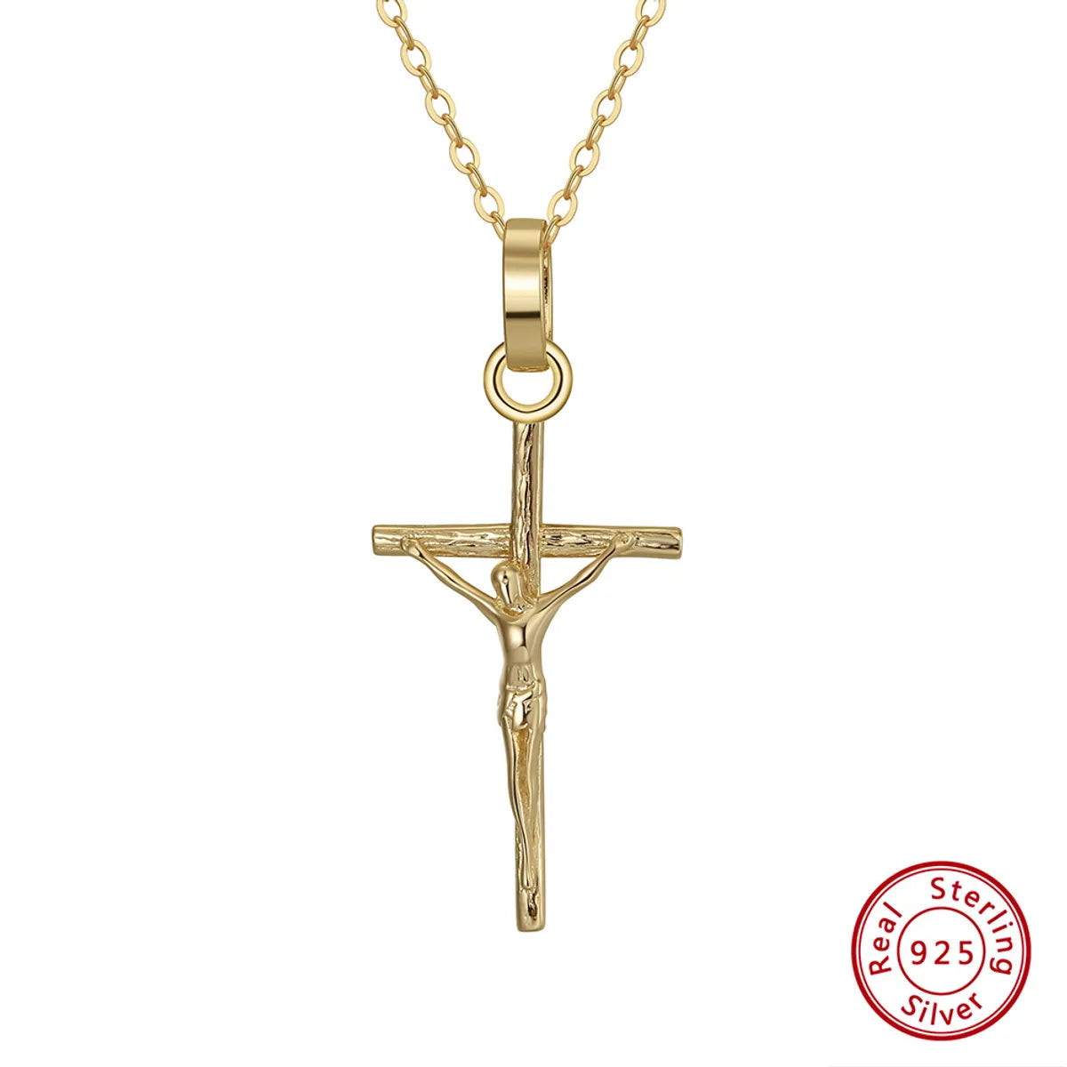 Amulet Necklaces-Simple Style Cross Sterling Silver Plating 14k Gold Plated Silver Plated Pendant Necklace