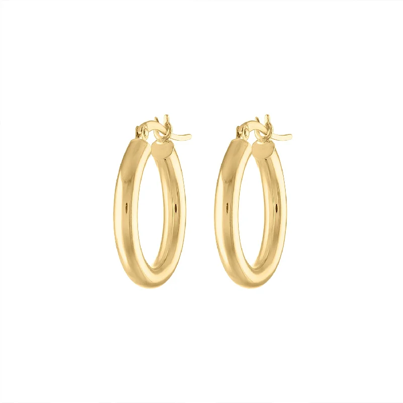 Geometric Stud Earrings-14KT GOLD SMALL HOOP EARRING