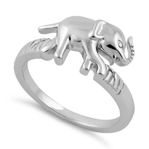 Trendy Fashion Rings-Sterling Silver Elephant Ring