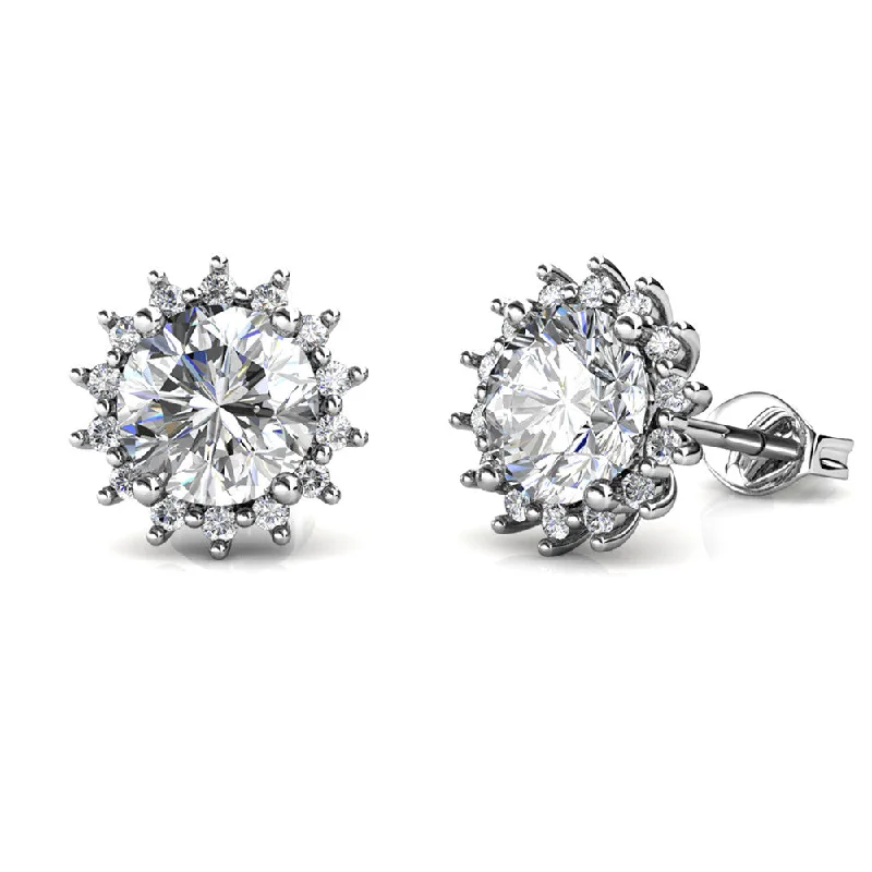 Artistic Drop Gemstone Earrings-Moissanite by Cate & Chloe Starla Sterling Silver Stud Earrings with Moissanite Crystals