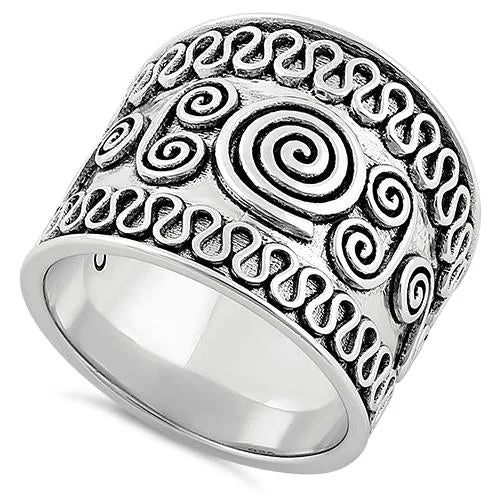 Stackable Rings for Women-Sterling Silver Bali Swirl Ring