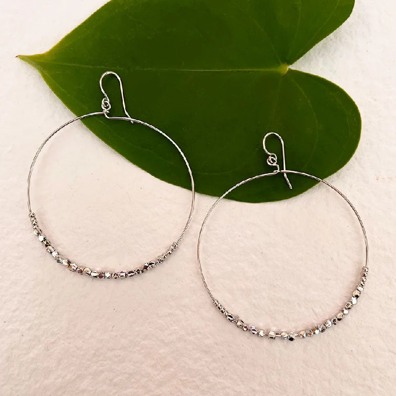 Oval Drop Earrings-Self Worth Hoops - Silver, India