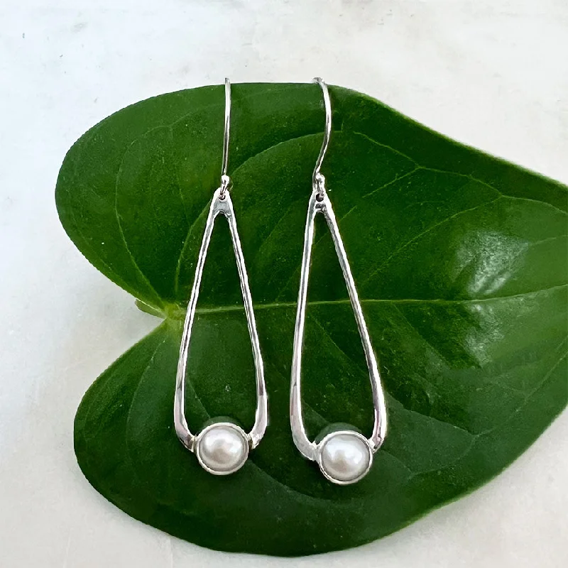 Layered Drop Earrings-Timeless Teardrop Pearl Earrings - Sterling Silver, Indonesia