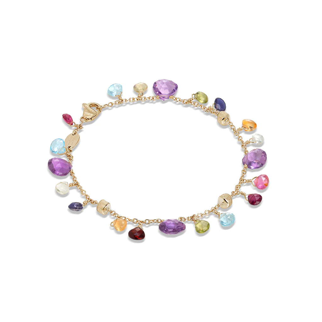 Custom Leather Bracelets for Women-Marco Bicego Paradise Collection Amethyst and Mixed Gemstone Single Strand Bracelet