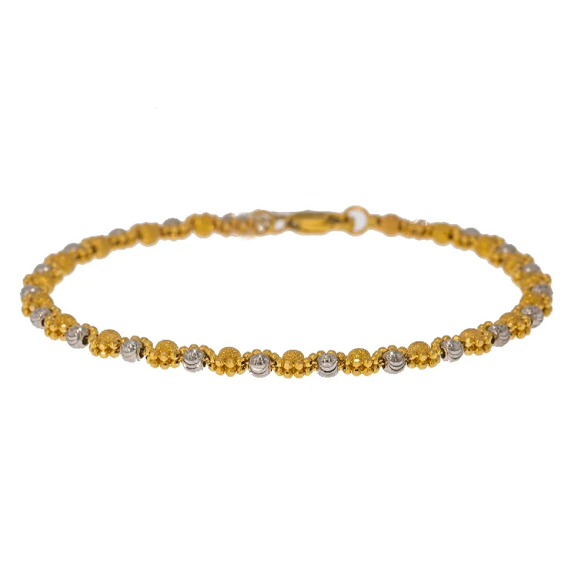 Elegant Women’s Bracelets-22K Multi Tone Gold Adjustable Bracelet W/ Double Beaded Strand