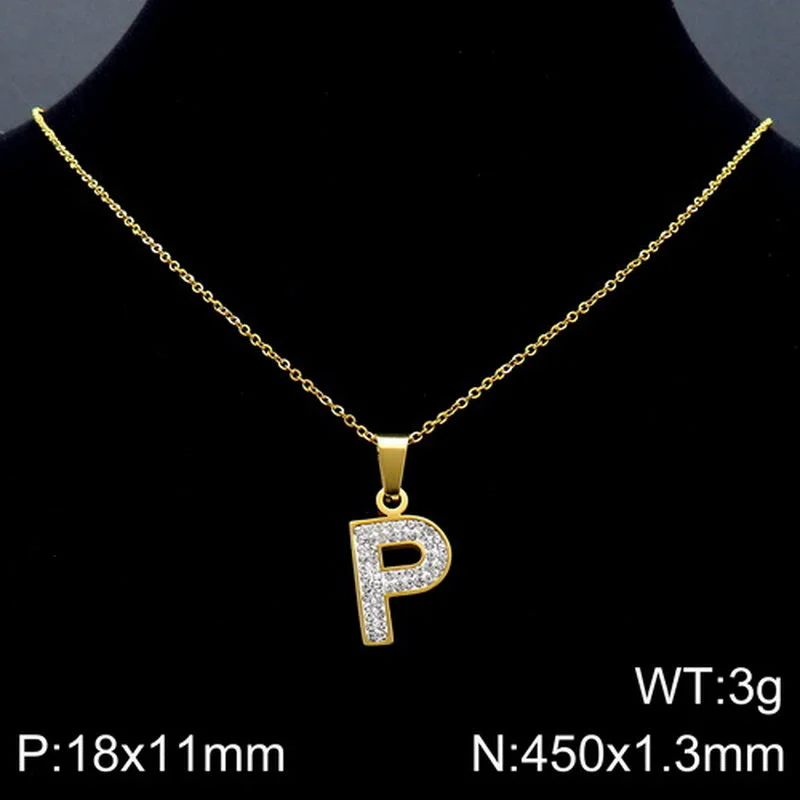 Gold Necklace Letter P