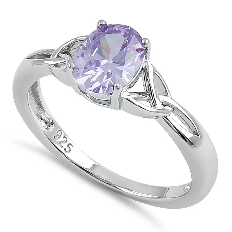 Wedding Band Customization-Sterling Silver Charmed Lavender Oval  CZ Ring