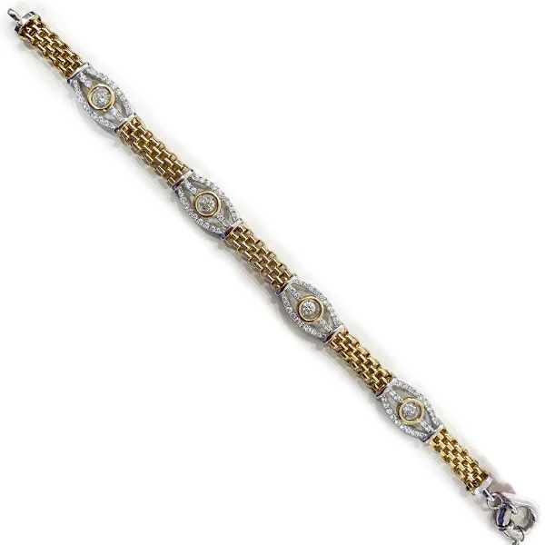 Beaded Cuff Bracelets for Women-14k Two Tone Dancing Diamond Bracelet