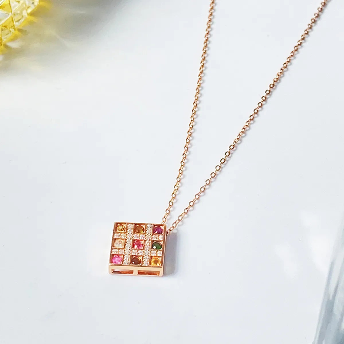 Infinity Necklaces-Sterling Silver Gold Plated Vintage Style Simple Style Plating Inlay Phoenix Bow Knot Rubik'S Cube Crystal Pendant Necklace