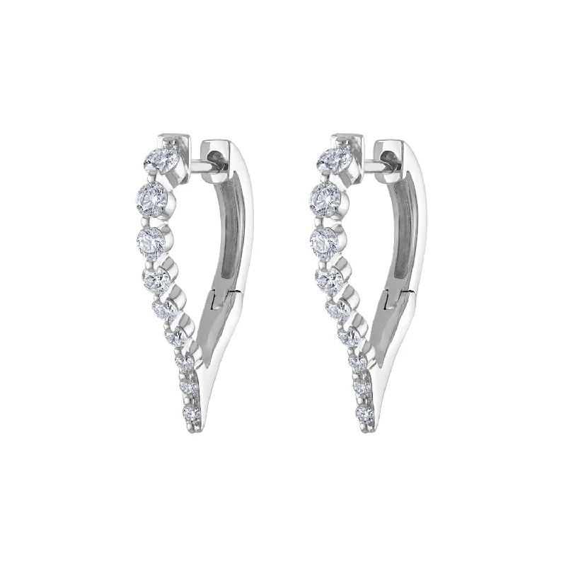 Bold Crystal Earrings-14KT GOLD DIAMOND PRONG PEAR HUGGIE EARRING