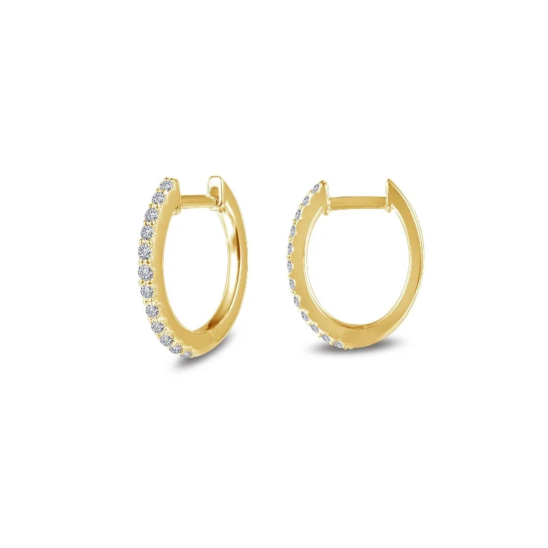 Silver Crystal Drop Earrings-Lafonn Simulated Diamond Oval Huggie Hoop Earrings E0345CLG00