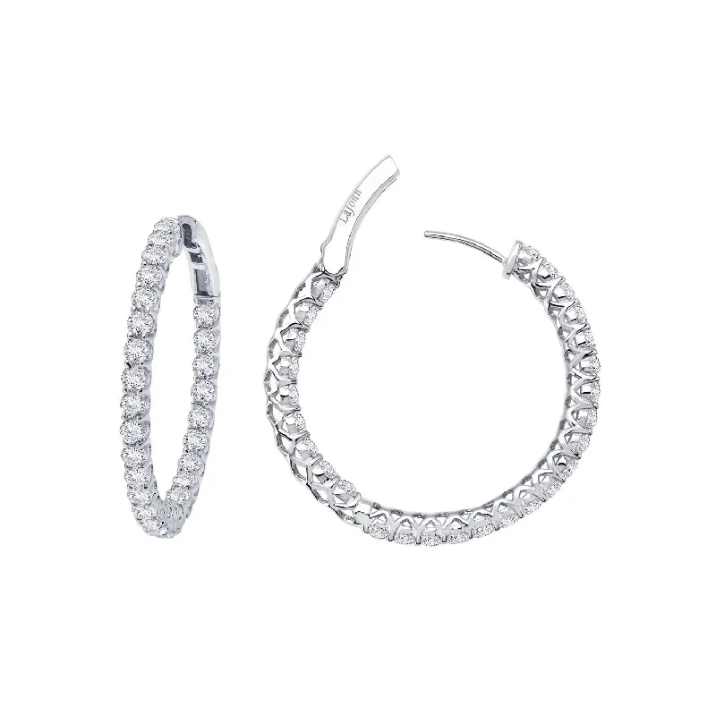 Artistic Hoop Earrings-Lafonn Simulated Diamond 2.00ct Inside Out 20mm Hoop Earrings E3018CLP