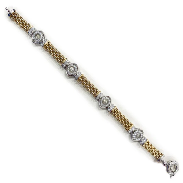 Custom Charm Bangles for Men-14k Two Tone Dancing Diamond Bracelet