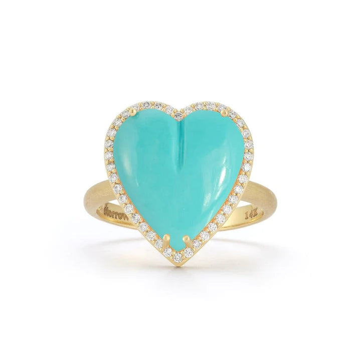 Luxury Promise Rings-Alana Large Semiprecious Heart Ring with Diamonds