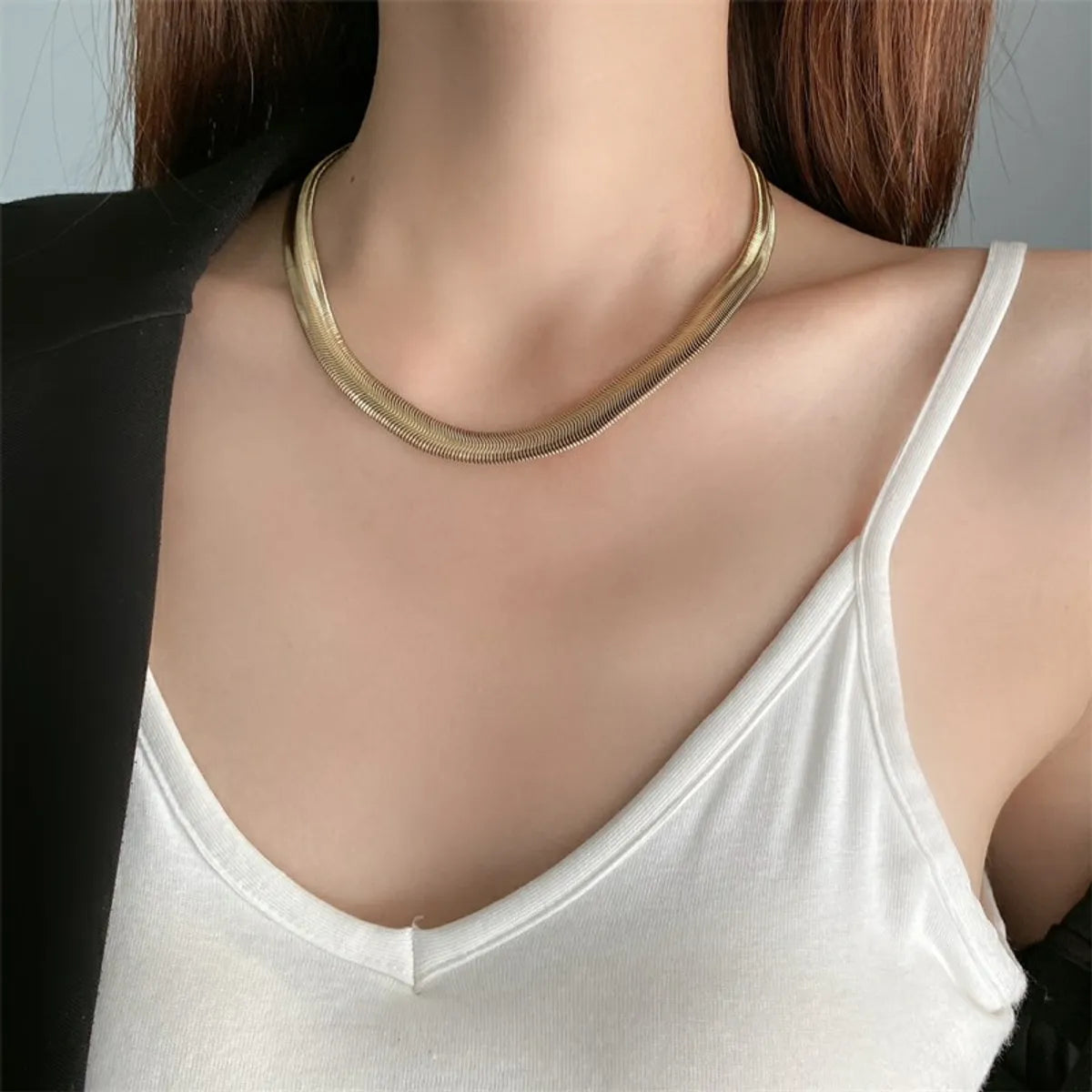 Colorful Necklaces-Commute Solid Color Titanium Steel Plating Gold Plated Necklace