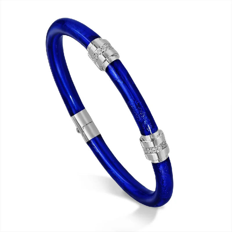 Personalized Stacked Bracelets for Women-SOHO Cobalt Blue Bracelet with Diamonds