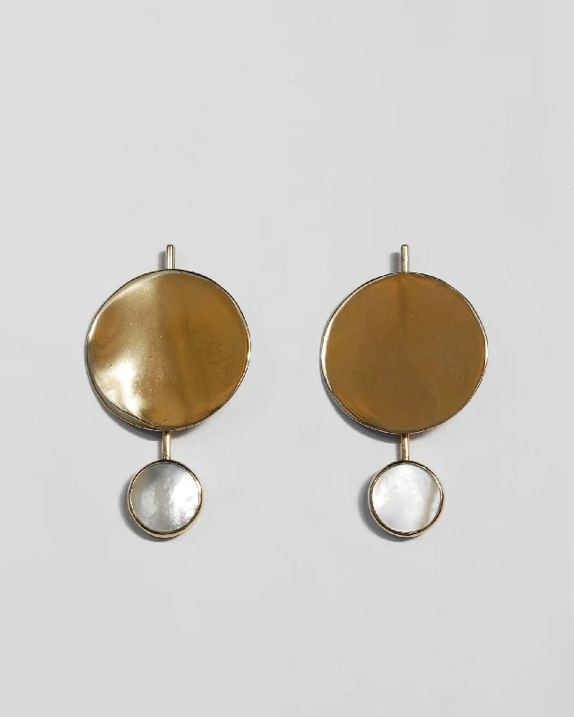 Long Silver Earrings-Filia Earrings in Mother of Pearl