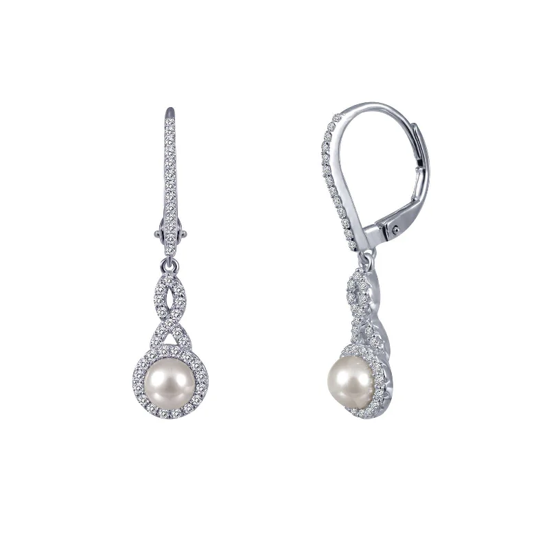 Simple Hoop Earrings-Lafonn Simulated Diamond & Freshwater Cultured Pearl Earrings E0196CLP