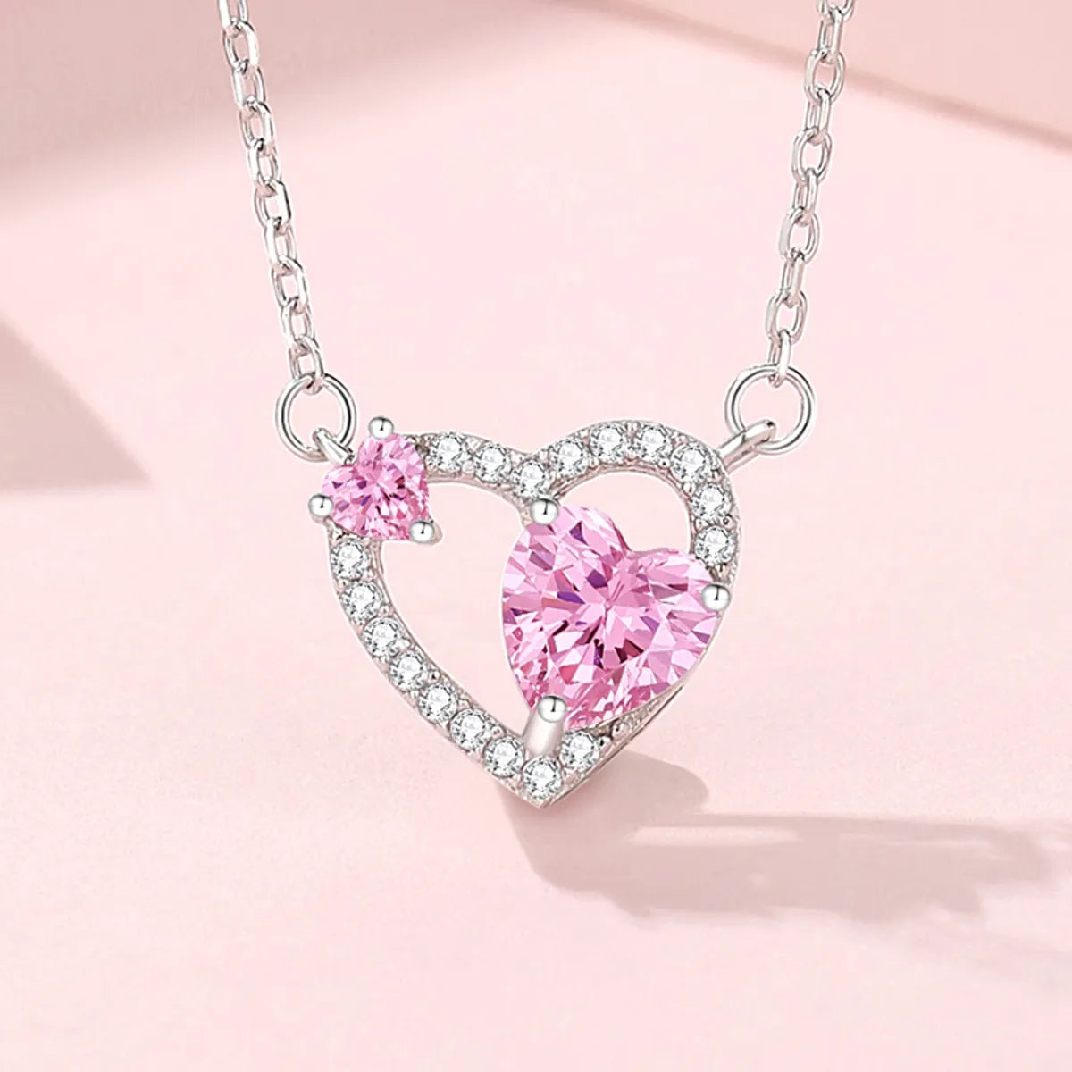 Swarovski Crystal Necklaces-Simple Style Classic Style Heart Shape Sterling Silver Inlay Zircon Pendant Necklace