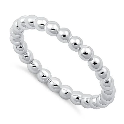 Modern Wedding Bands for Men-Sterling Silver Stackable Bead Ring