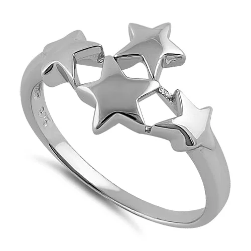 Classic Engagement Rings-Sterling Silver 4 Stars Ring