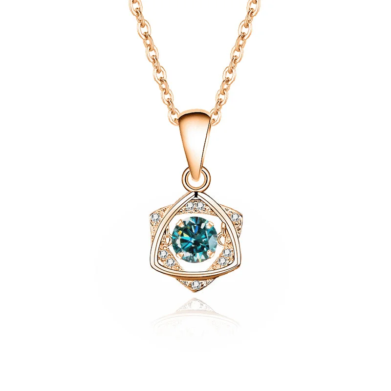 Moissanite Blue Rose Gold