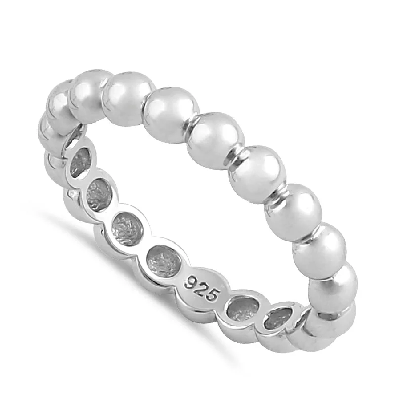 Custom Promise Band Rings-Sterling Silver Thick Stackable Bead Ring