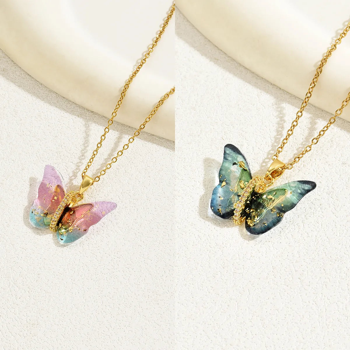 Star Necklaces-Sweet Simple Style Butterfly Copper 18k Gold Plated Zircon Necklace In Bulk