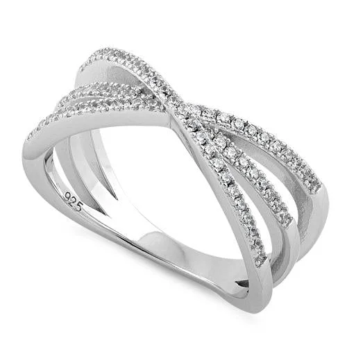 Handmade Engagement Rings-Sterling Silver Triple Overlapping Cage CZ Ring