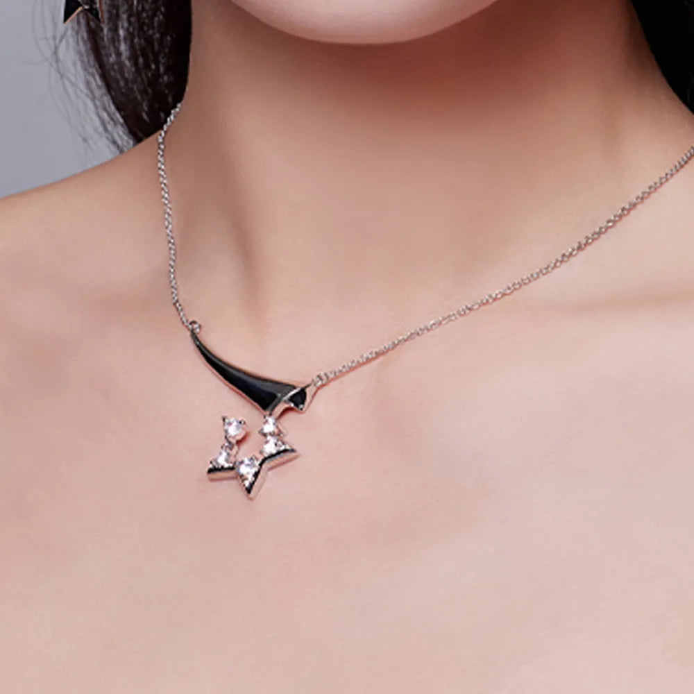 Butterfly Necklaces-Copper White Gold Plated Plating Inlay Star Zircon Pendant Necklace