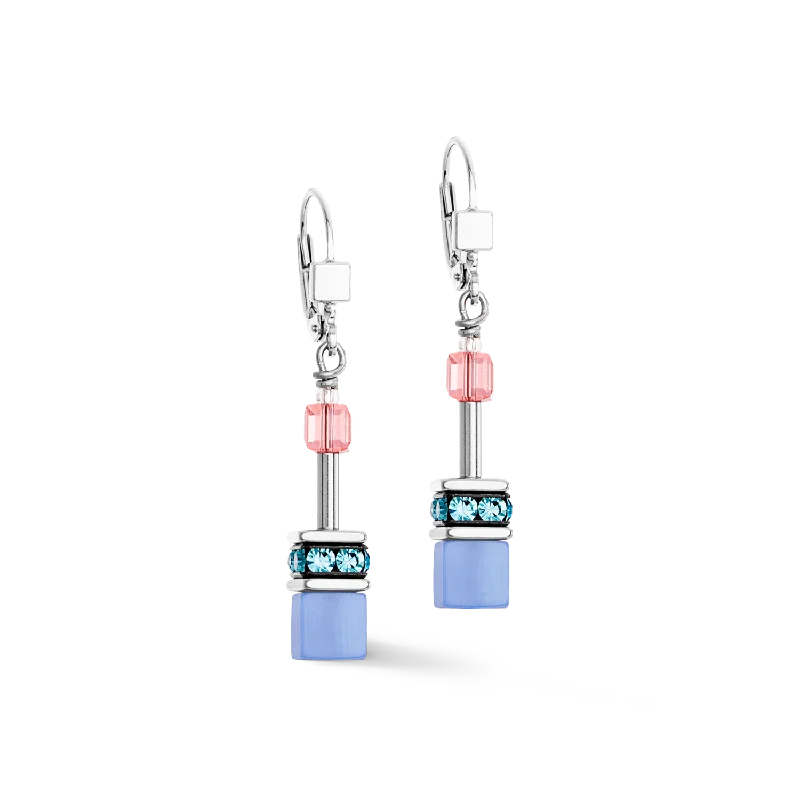 Simple Drop Earrings-GeoCUBE® Iconic earrings blue-pink