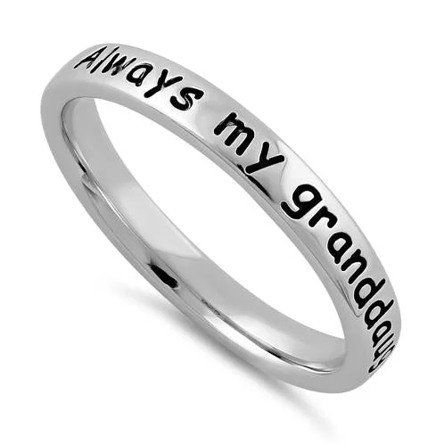 Wedding Rings with Unique Design-Sterling Silver "Always my granddaughter, forever my friend" Ring