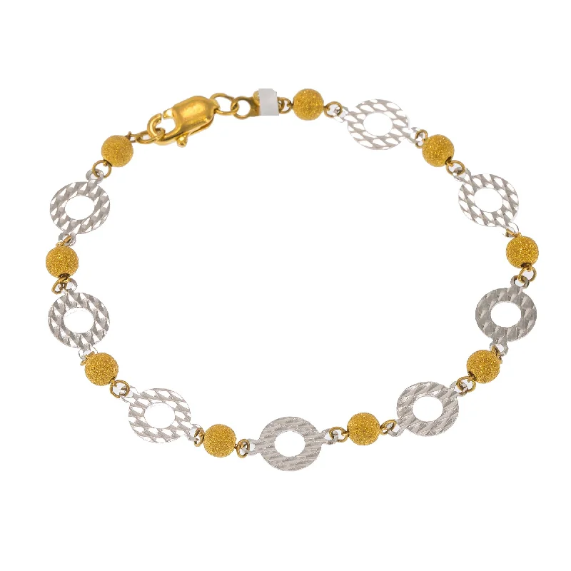 Adjustable Gemstone Bracelets for Women-22K Multi Tone Gold Adjustable Bracelet W/ White Gold Disc Accents