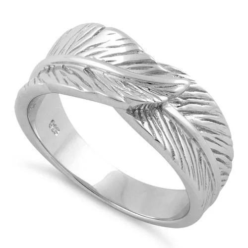 Custom Luxury Rings-Sterling Silver Feather Ring