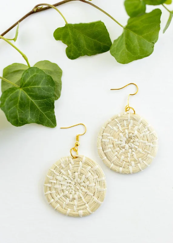 Adjustable Drop Earrings-Natural Woven Basket Earrings