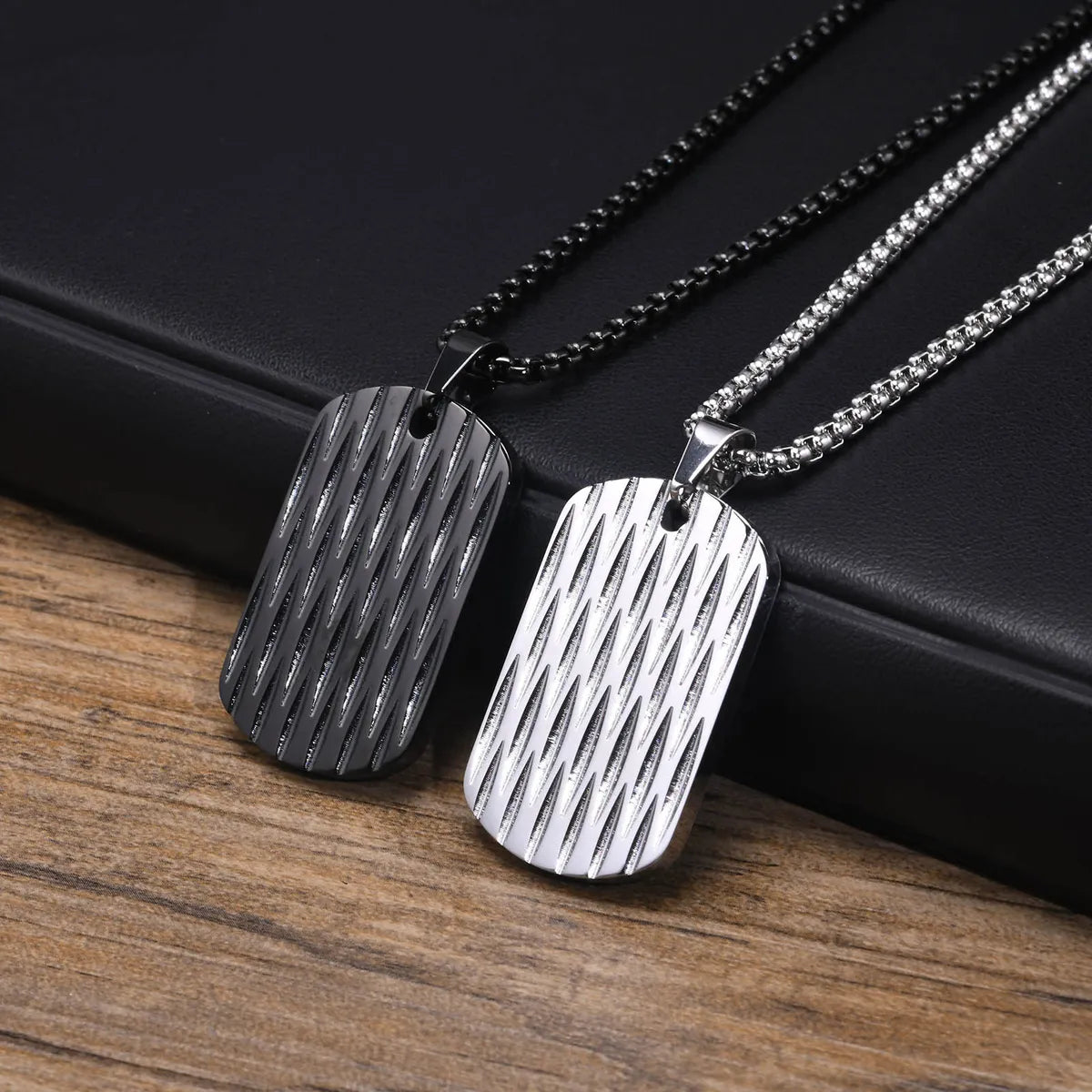 Adjustable Chain Necklaces-Simple Style Water Ripples 304 Stainless Steel Plating Men'S