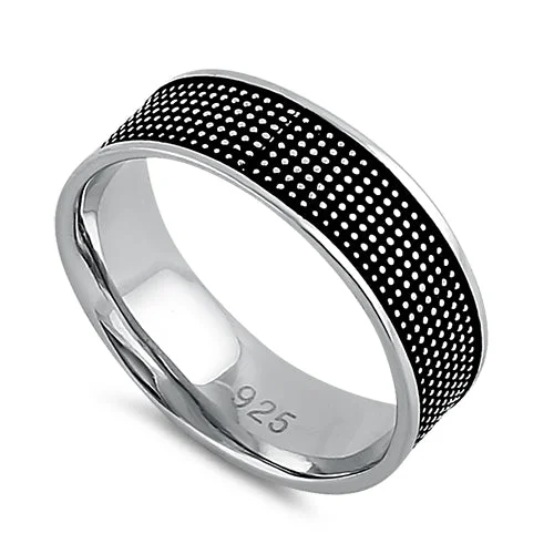 Designer Engagement Bands-Sterling Silver Spotted Band Ring