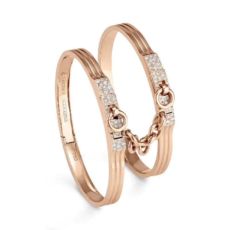 Luxury Gold Bracelets for Women-OATH DOUBLE CUFFS WITH PAVE LATCH