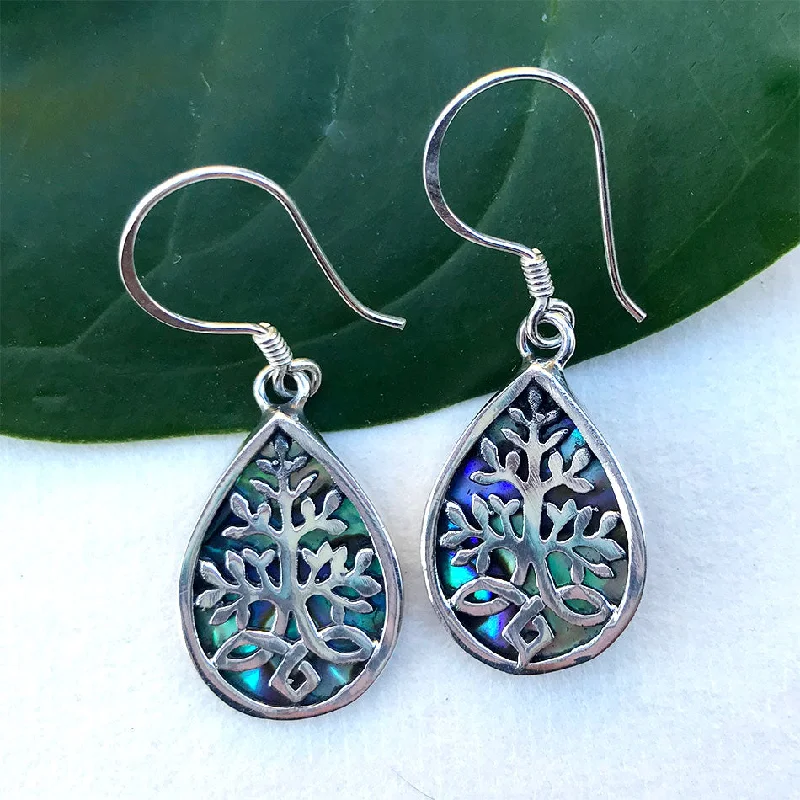 Chunky Silver Earrings-Pre-order!  Akar Abalone Earrings - Sterling Silver, Indonesia