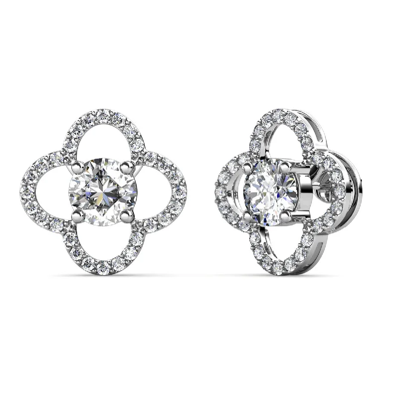 Glamorous Earrings-Moissanite by Cate & Chloe Charlotte Sterling Silver Stud Earrings with Moissanite Crystals