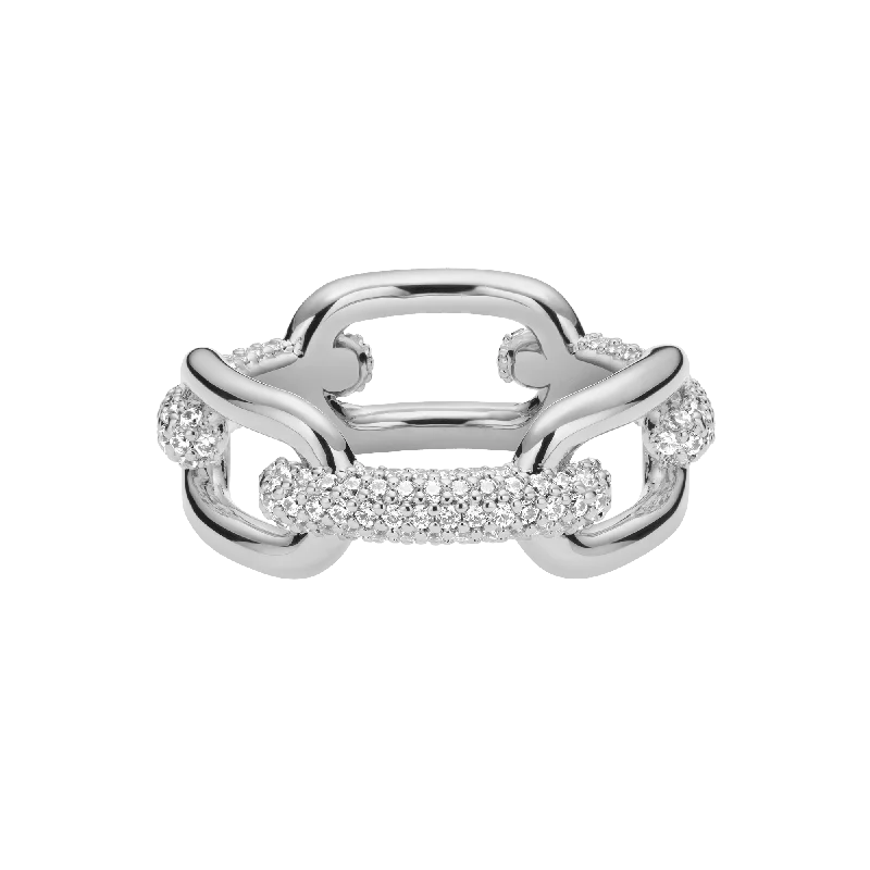 Designer Engagement Ring Sets-Crystal Link Ring Silver