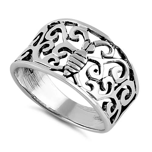 Custom Ring Sets for Couples-Sterling Silver Freeform Ring