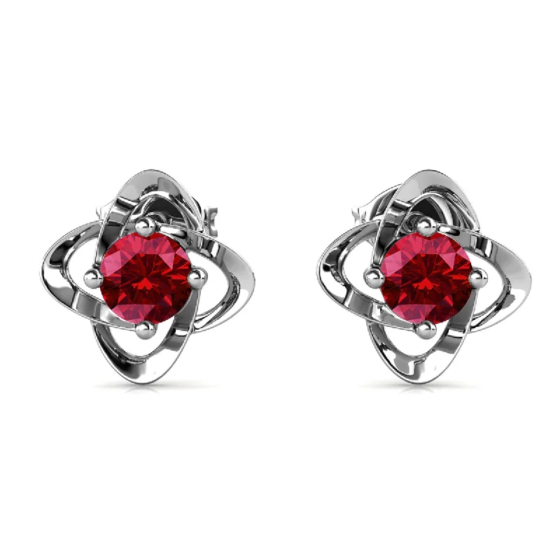 Mixed Metal Earrings-Infinity January Birthstone Garnet Earrings 18k White Gold Plated Silver Birthstone Earrings with Swarovski Crystal