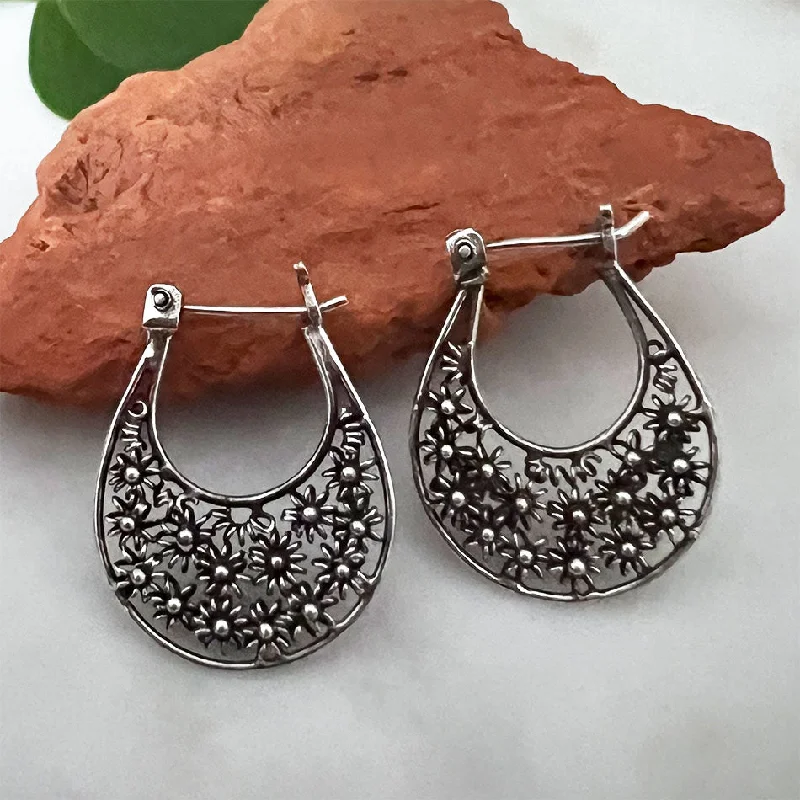 Light Crystal Drop Earrings-Field of Daisies Earrings - Sterling Silver, Indonesia