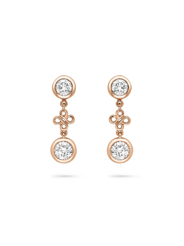 Rose Gold Earrings-Beach Rose Gold Detachable Diamond Drop Earrings