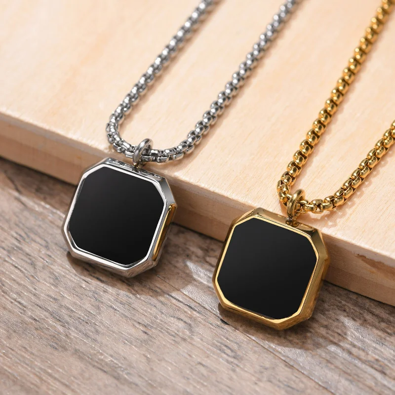 Crystal Pendant Necklaces-Retro Geometric Titanium Steel Plating Pendant Necklace